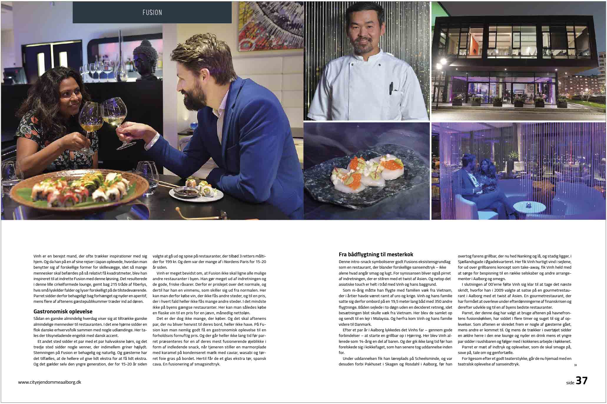 Reportage om Restaurant Fusion til reklamemagasin - Andet opslag