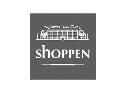 Sort/hvid logo fra Shoppen Aalborg